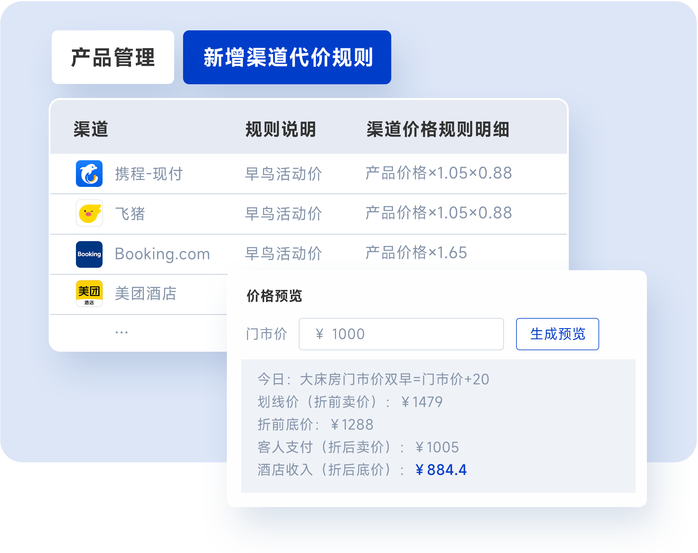 订单来了PMS系统全渠道关联改价的批量操作界面